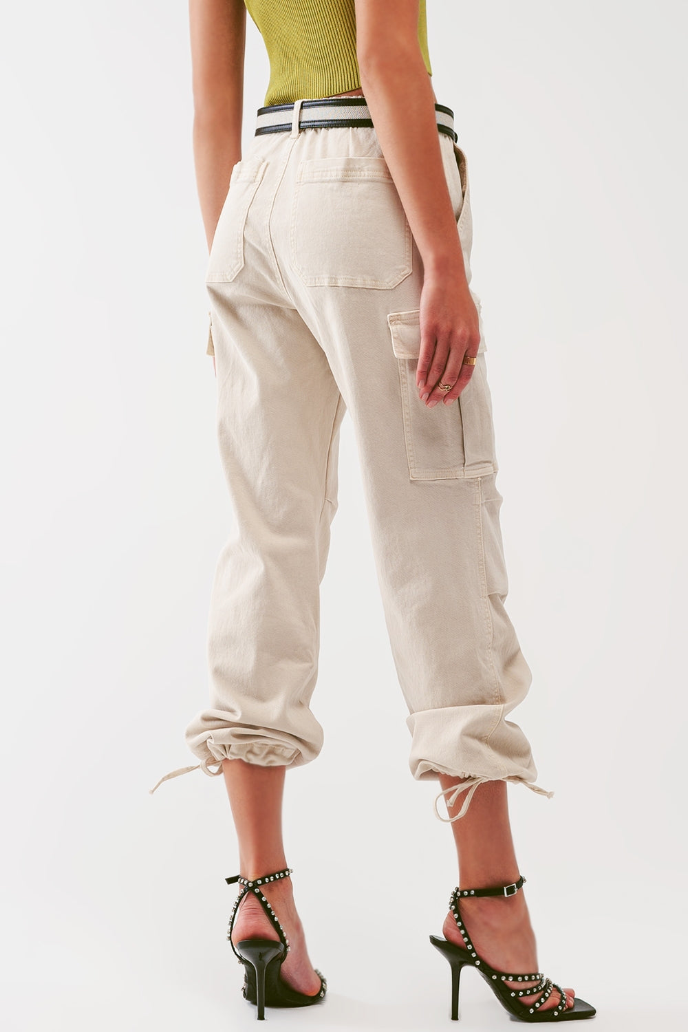 Cargo Pants with Tassel ends in Sand - Szua Store