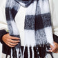 Checkerboard scarf in black and white with tassles