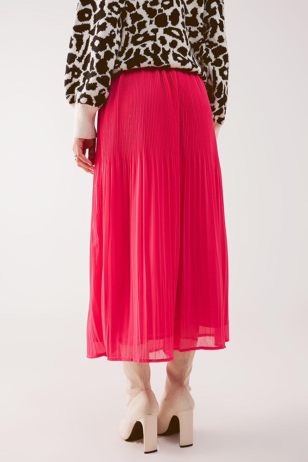 Chiffon pleated midi skirt in fuchsia Szua Store