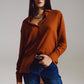 Q2 Chiffon shirt in camel color