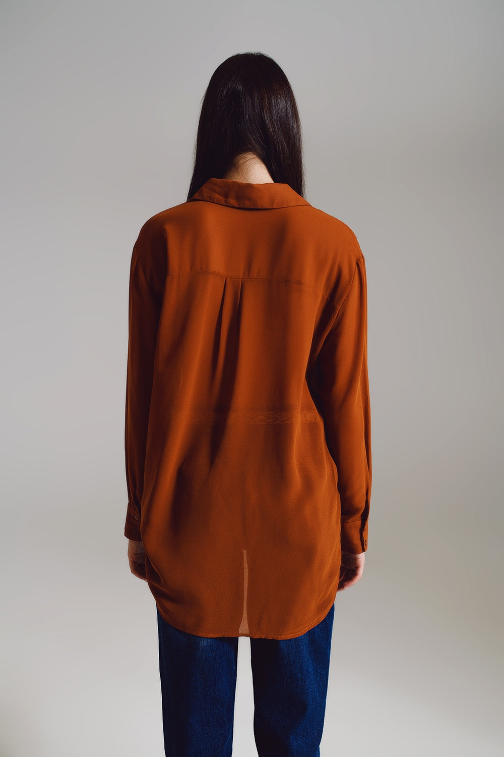 Chiffon shirt in camel color