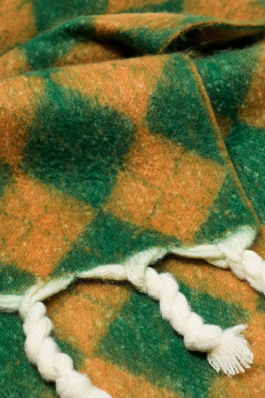 Bufanda gruesa con estampado de rombos en verde