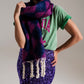 Q2 Chunky Scarf In Argyle Pattern in Purple and Pink