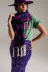 Q2 Chunky Scarf In Argyle Pattern in Purple and Pink