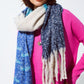 Q2 Chunky scarf with stripes in blue