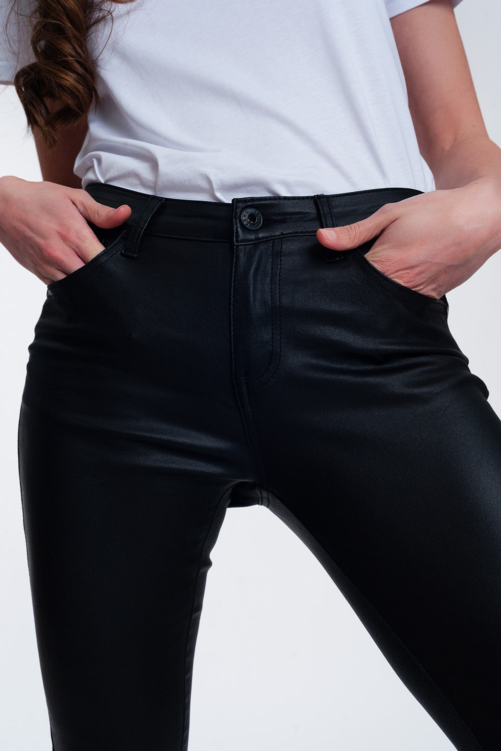 Coated pants in black Szua Store