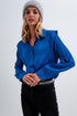 Q2 Cobalt blue blouse with ruffle details