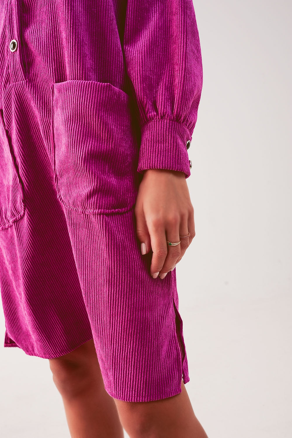 Cord mini shirt dress in fuchsia Szua Store