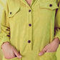 Cord mini shirt dress in lime Szua Store