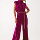 Cord waist belt jumpsuit in purple Szua Store