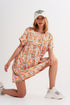 Cotton babydoll mini dress in orange floral Szua Store