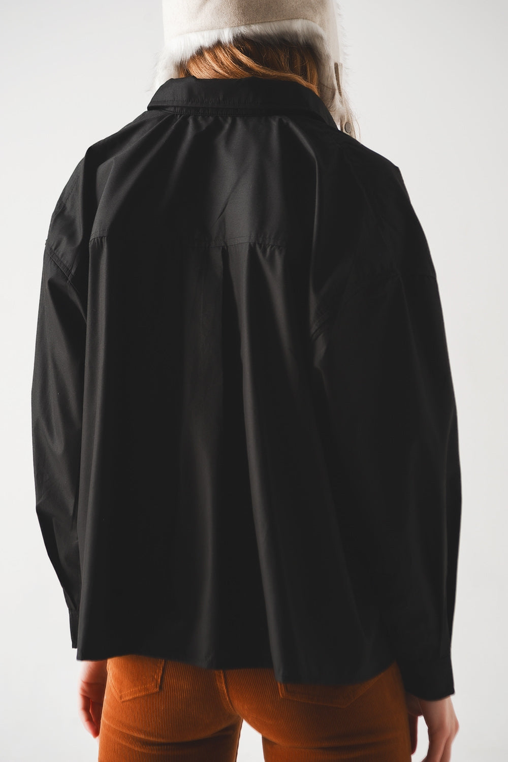 Cotton blend oversized shirt in black Szua Store