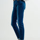 Cotton blend skinny jeans in dark blue Szua Store