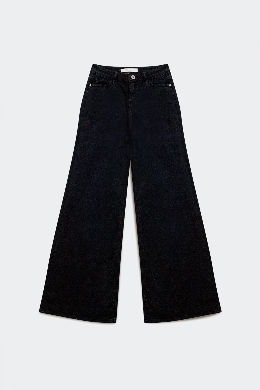 Cotton blend wide leg jeans in black - Szua Store