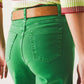 Cotton blend wide leg jeans in green - Szua Store