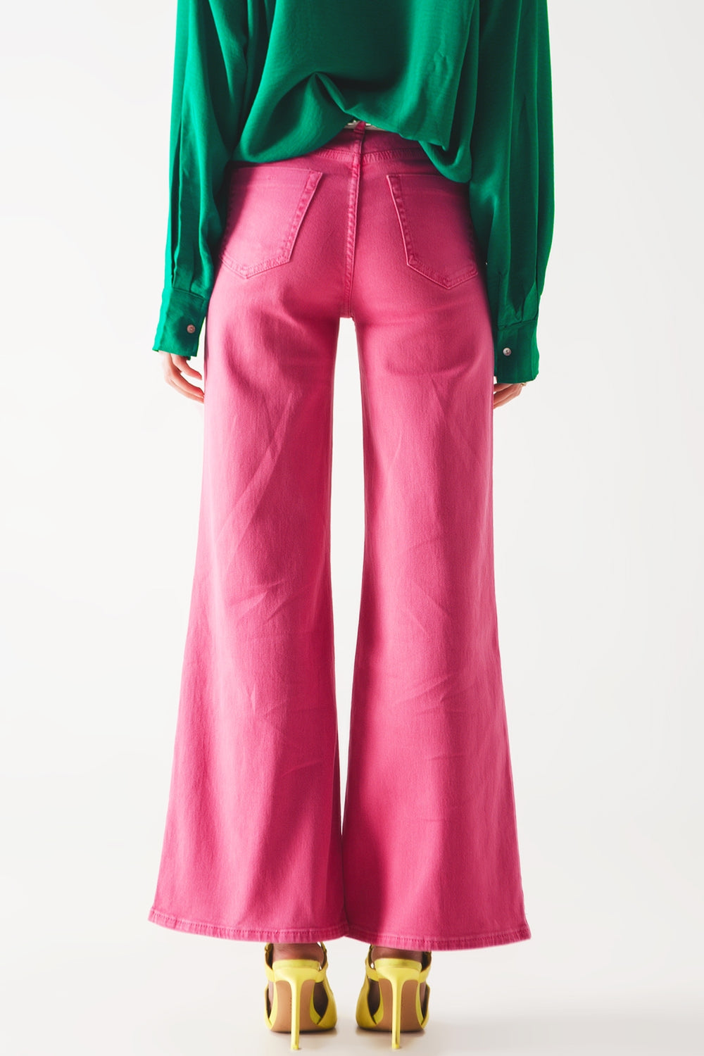 Cotton blend wide leg jeans in pink Szua Store