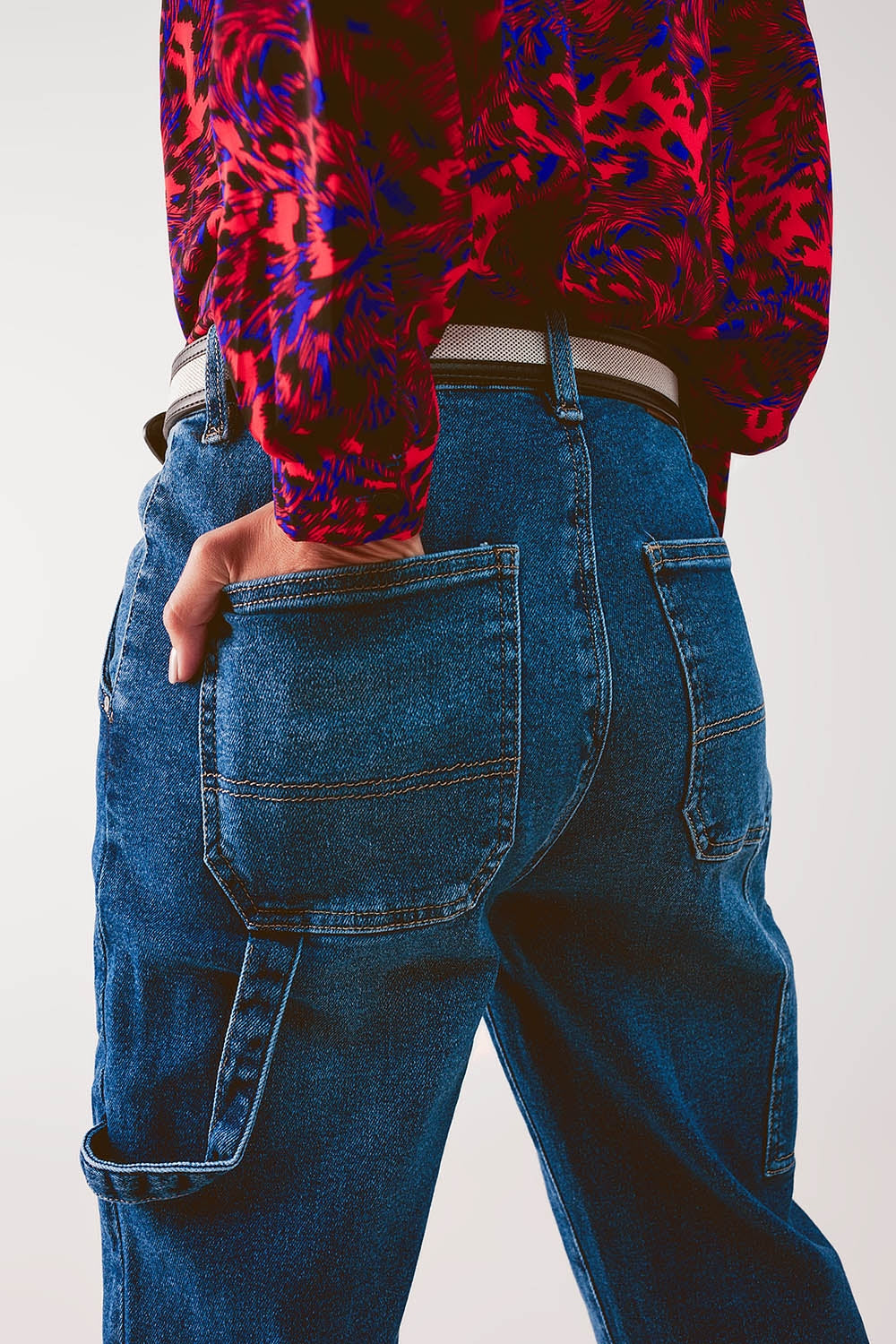 Cotton boyfriend jeans with stretch in medium blue Szua Store