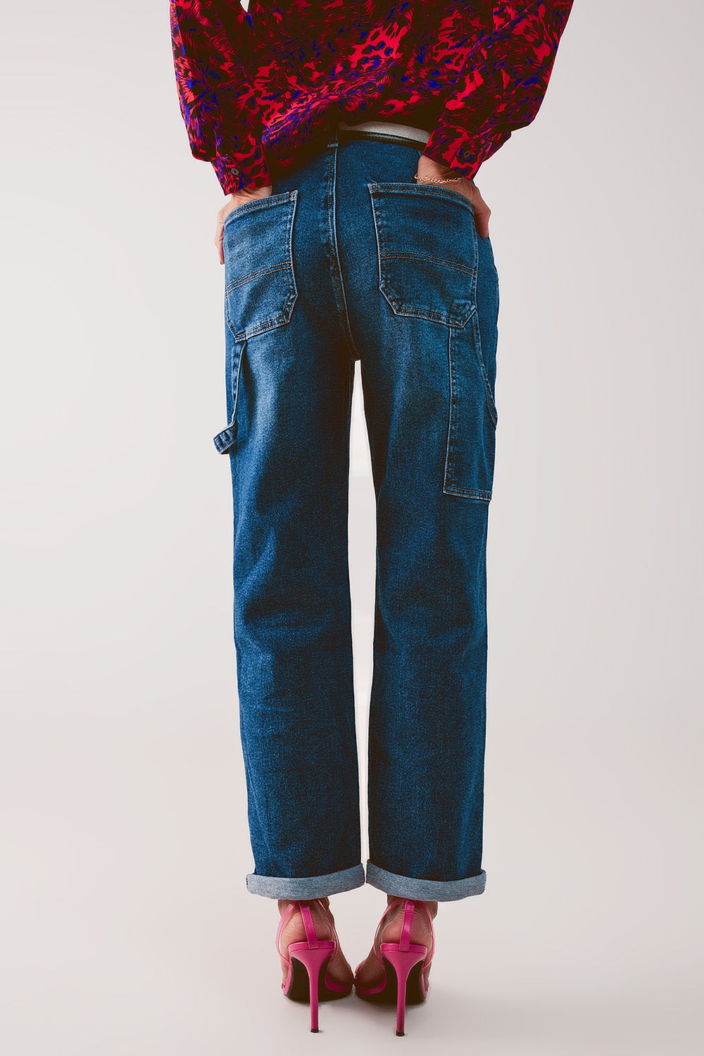 Cotton boyfriend jeans with stretch in medium blue Szua Store