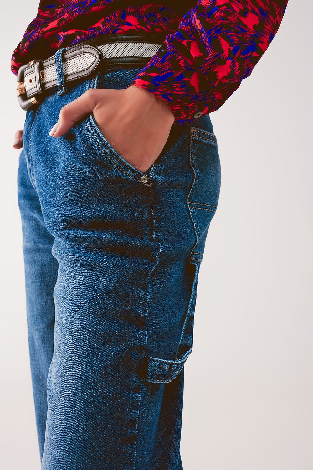 Cotton boyfriend jeans with stretch in medium blue Szua Store