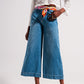Cotton high waist cropped jeans in mid wash 90s blue Szua Store