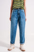 Cotton high waist mom jeans in medium blue Szua Store