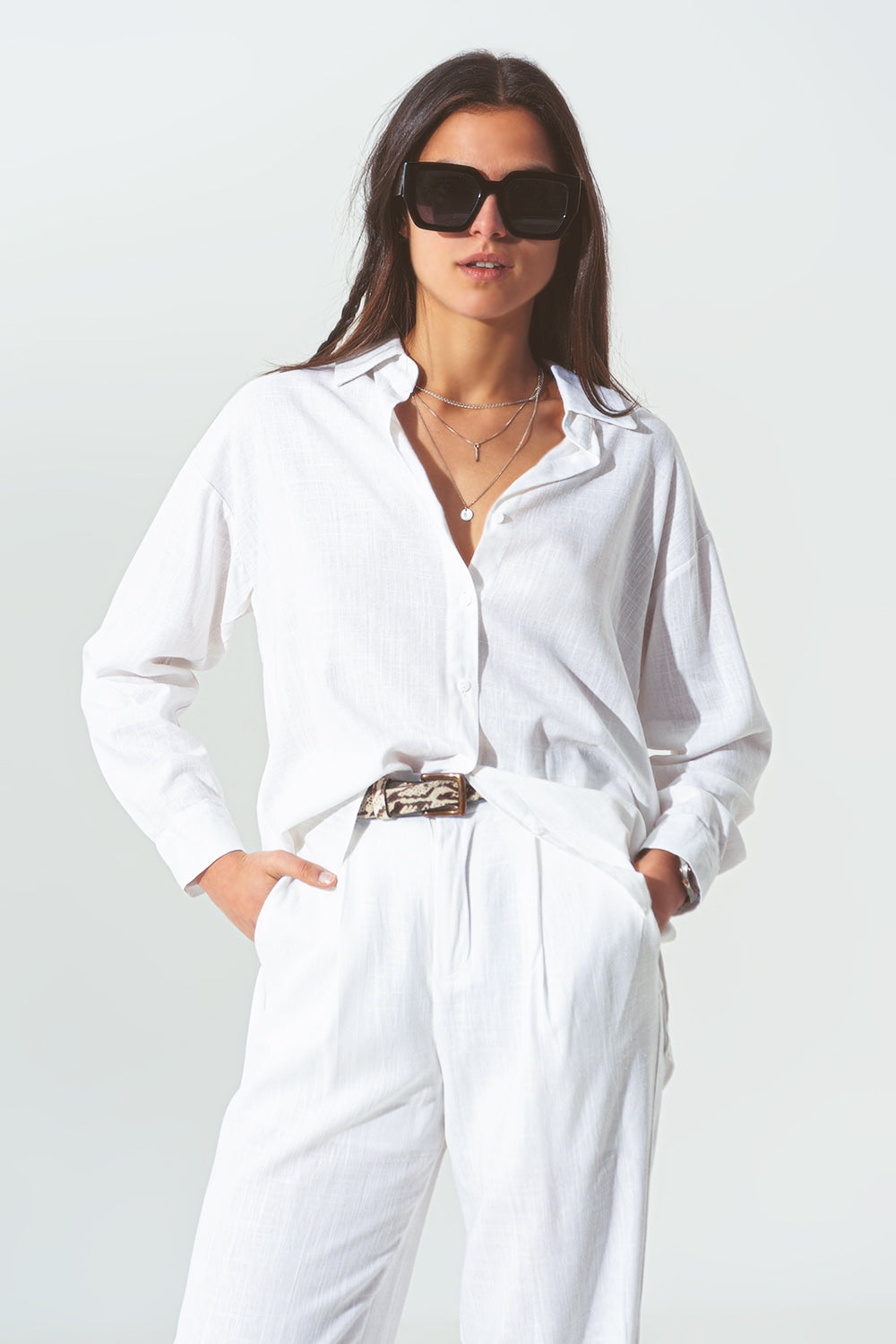 Cotton Loose Fit Shirt in White - Szua Store