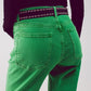 Cotton mid rise slouchy jean in green Szua Store