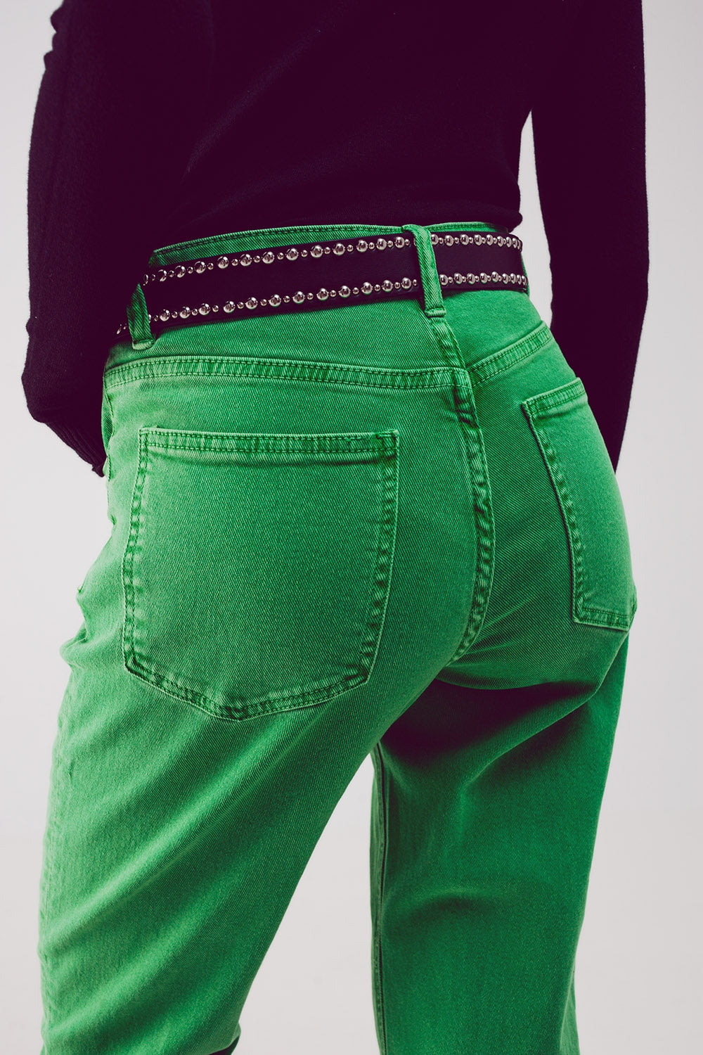 Cotton mid rise slouchy jean in green Szua Store