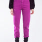 Q2 Cotton mid rise slouchy jean in Magenta