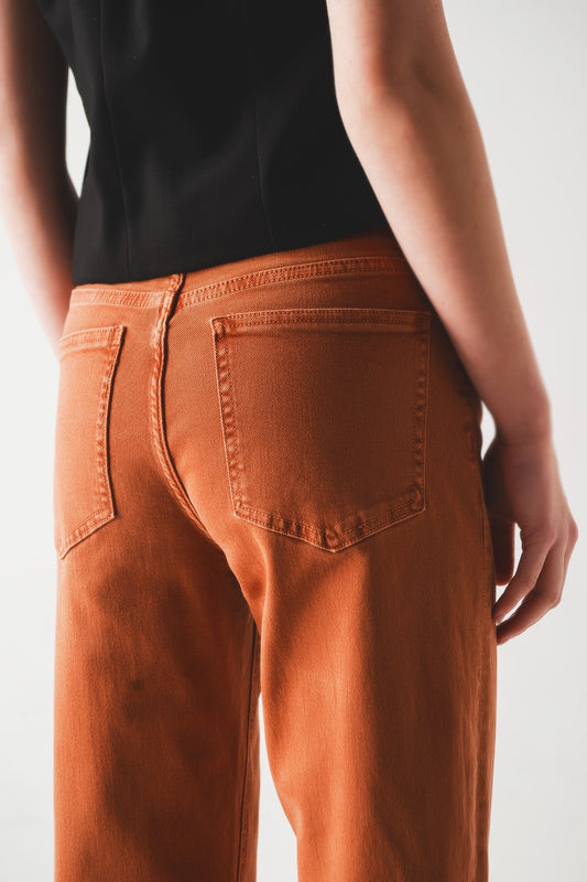 Cotton mid rise slouchy jean in rust Szua Store