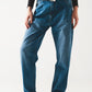 Q2 Cotton skater tapered carpenter jeans in mid wash