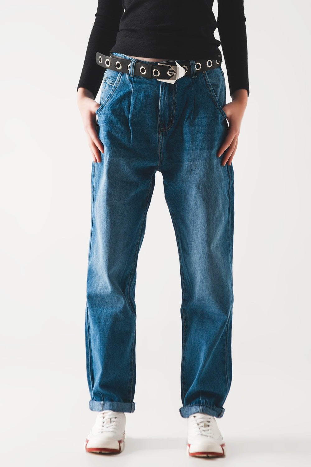 Cotton skater tapered carpenter jeans in mid wash - Szua Store