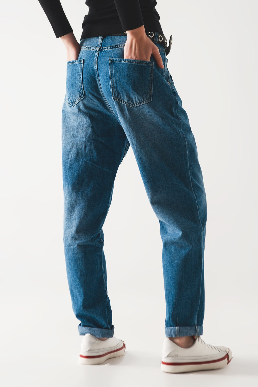 Cotton skater tapered carpenter jeans in mid wash - Szua Store