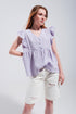 Cotton tank top with ruffle sleeves in lilac Szua Store