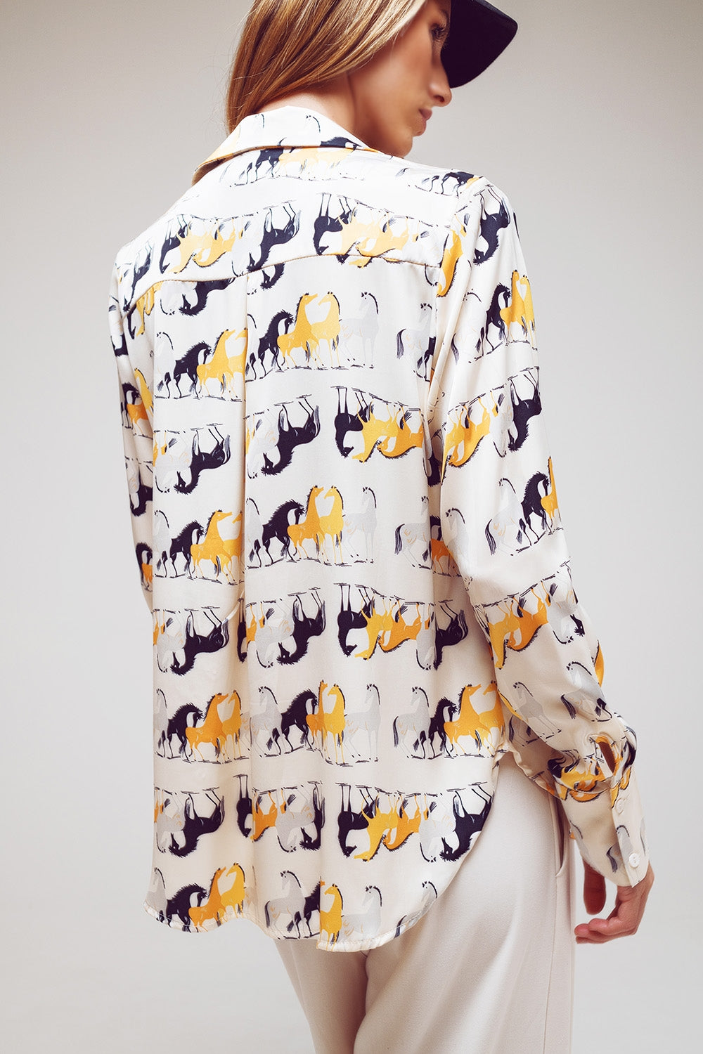 Cream blouse with horse print - Szua Store