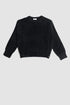 Crew neck jumper in rib with fluffy yarn in black Szua Store