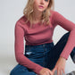 crew neck ribbed sweater in pink Szua Store