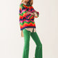 Crew neck striped knit sweater in multi - Szua Store