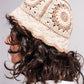 Crochet bucket hat with daisy detail in beige Szua Store