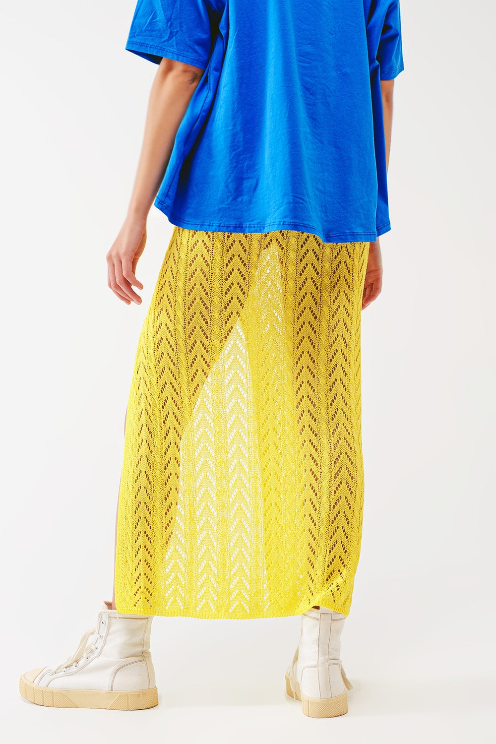 Crochet Maxi Skirt in Yellow - Szua Store