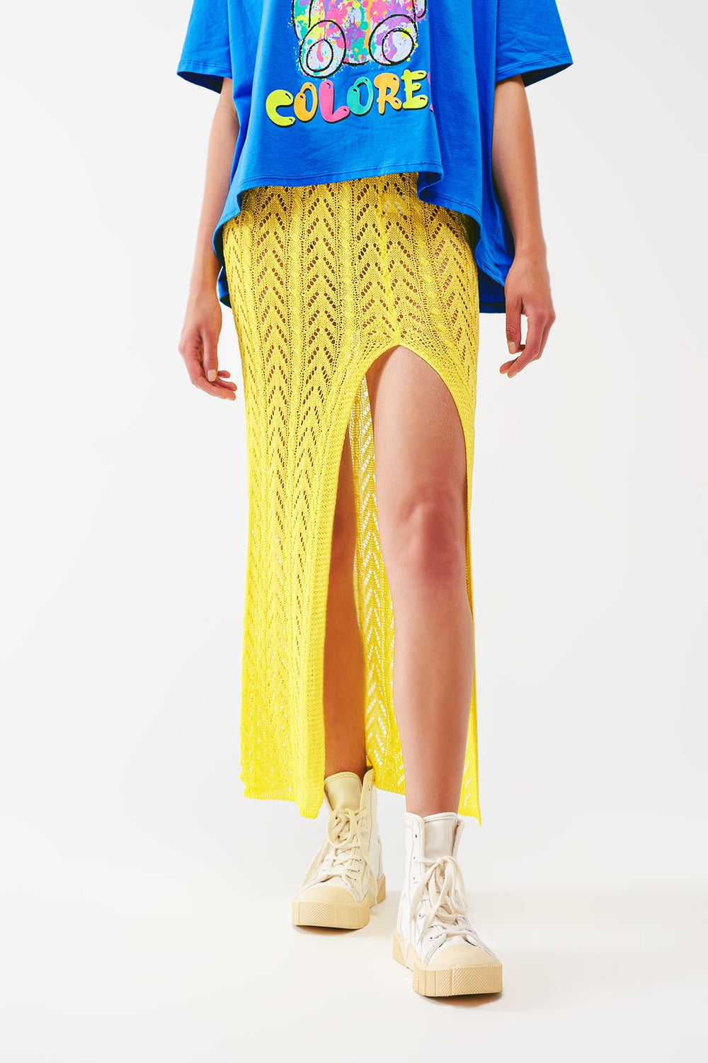 Crochet Maxi Skirt in Yellow - Szua Store