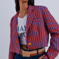 Crop retro suit blazer in red geo Szua Store