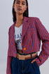 Crop retro suit blazer in red geo Szua Store