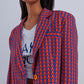 Crop retro suit blazer in red geo Szua Store