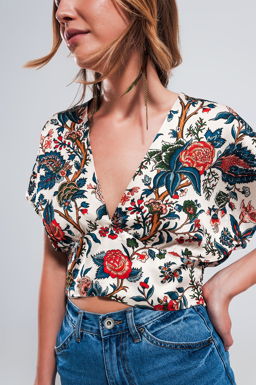 crop top with beige paisley print Szua Store