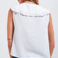 Crop top with bib collar in white Szua Store