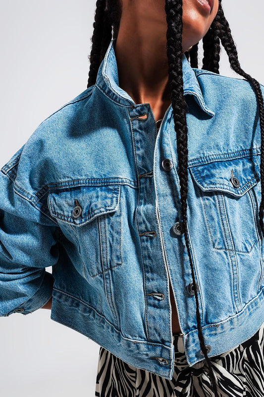 Cropped 90s denim jacket in mid wash Szua Store