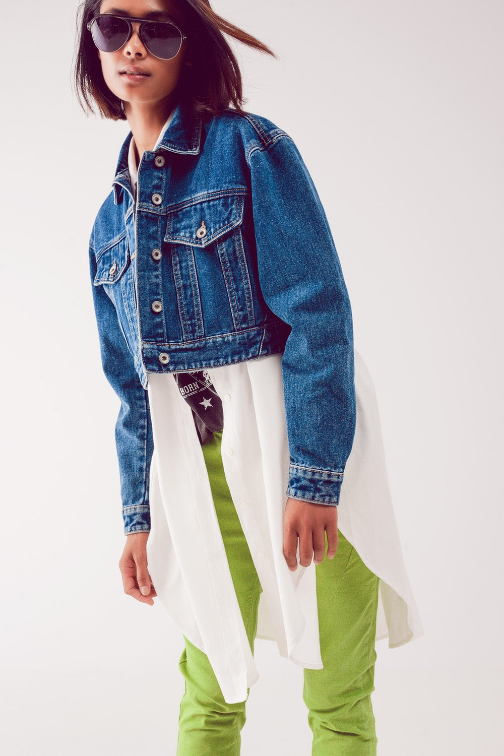 Cropped denim jacket in mid blue Szua Store