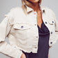 Cropped denim trucker jacket in beige - Szua Store