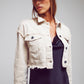 Cropped denim trucker jacket in beige - Szua Store